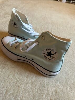 Converse Women’s High Top Sneakers in Mint Green and White